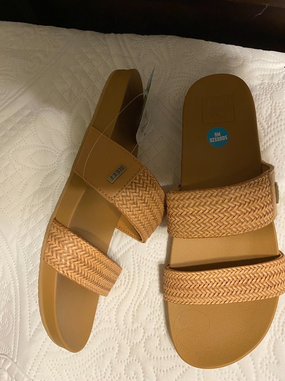 Reef Women’s Tan Braided Double Band Slide Sandals